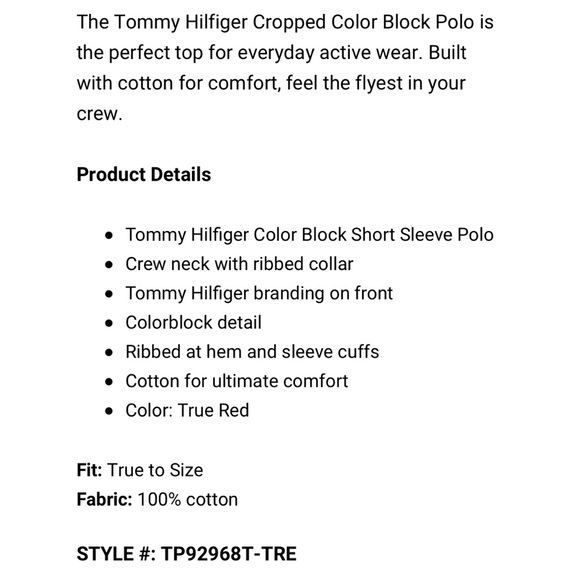 Tommy Hilfiger Color Block Cropped Polo Size M - Picture 11 of 11